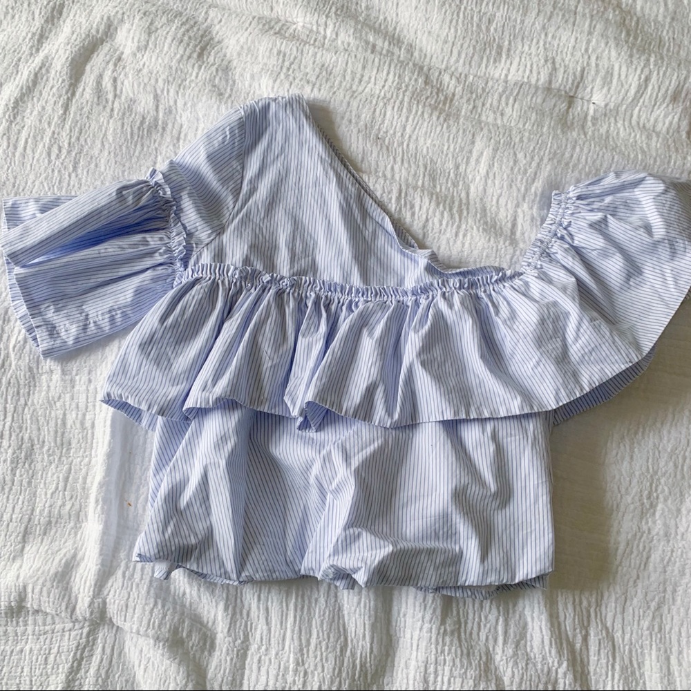 Zara striped restructured One Shoulder Top